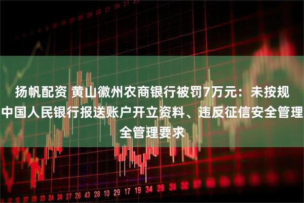 扬帆配资 黄山徽州农商银行被罚7万元：未按规定向中国人民银行报送账户开立资料、违反征信安全管理要求